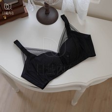 日藏內衣 黑色網紗三角無鋼圈內衣 舒適透氣 簡約時尚