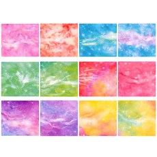 트윈은 마블 무늬 수채화 오로라 패턴 색종이세트 6종 12패턴 종이접기 50장, 1팩, 12색