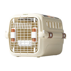 시그니프 반려동물 고양이 강아지 이동장 위로열림 케이지 이동가방 켄넬 대형 56*36*33.5cm, 1개, 크림옐로우