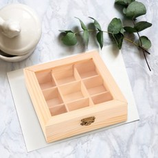 나무 티백 쥬얼리 정리함 가슴 보관함 차 상자 설탕 패킷 컨테이너 9 칸