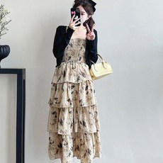 봄 가을 임산부 원피스 세트 캐주얼 패션 임부복 루즈핏 임부 투피스 세트 기질 래쉬가드 긴팔 가디건 + 나시 원피스 투세트 WXY