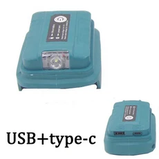 마끼다호환 14.4V18V 리튬 배터리 용 어댑터 LED 작업 조명 듀얼 USB 포트가있는 휴대용 전원 은행, 02 USB Type C