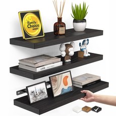 Bloom 무지주 벽선반 3종 세트 | 인테리어 벽걸이 선반, 1단, 블랙