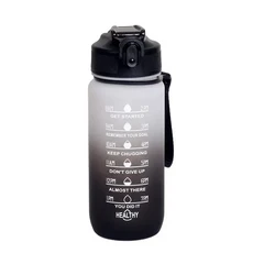 1pc 600ml Motivational Water Bottle Sports Cups Drinking Summer For Outdoor Camping Fitness, 01 600ml, 01 Gradient black