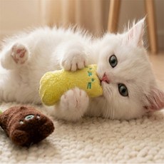 롬이샵 고양이 치발기 인형 애견장난감, 옐로우