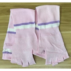 【蒔品襪坊】臺灣製造 夏天必備 防曬 棉質 薄款細緻 長款袖套 全指半指 出清優惠 現貨供應, 1個, 半指止滑-粉色+紫白細條紋（10針款）