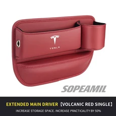 자동차 가죽 시트 갭 다기능 틈새 워터 컵 홀더 보관함 테슬라 모델 3 Y S X Cybertruck Beast, 05 Red Right