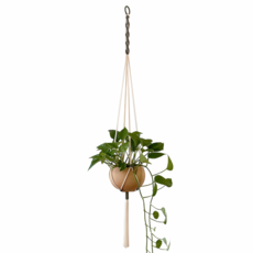 렛비 마크라메 행잉 식물 화분 걸이 플랜트 행거, 1개, 아이보리+브라운