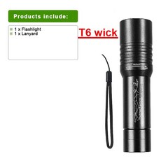 전문 스쿠버 다이빙 손전등 줌 수중 고출력 토치 라이트 충전식, 1. T6 B 18650 battery, 1개