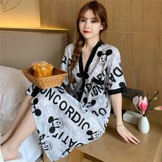 【M-5XL大尺碼】冰絲睡袍睡裙 寬鬆日式和服睡衣 加大碼春秋季家居服