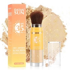 미네랄 파우더 자외선 차단제 세팅 메이크업 - 얼굴 및 두피 모발용 SPF 35 브러시 자연스러운 글로우 루즈 마무리 파우더 오일 컨트롤 경량 통기성(#05 클리어 글리터), #05 투명 글리터, 8g, 1개