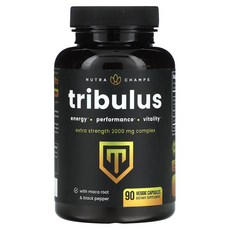NutraChamps Tribulus 엑스트라스트렝스 666mg 90 베지캡슐, 1개, 90정