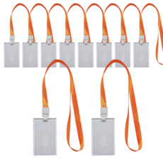 오피스연 사원증 케이스 카드 목걸이 출입증 명찰, 10개, 오렌지