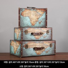 소품수납함 빈티지 카트리지 우드 테이블 가정용 수납함 소품 작은 상자, 미디엄, 다크그린