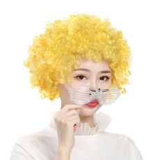 도매파티 뽀글이 가발-파티 파마 코믹 코스프레, 뽀글이 노랑색, 1개