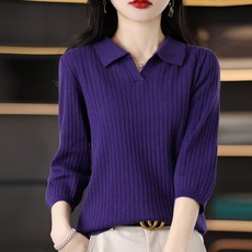 요모조모 4219 카라 칠부 니트 봄 가을 티셔츠