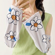 冰袖女款防曬袖套2025夏季新款女百搭護手臂手背薄款透氣手袖, 清新透氣【笑臉葵】寬鬆冰袖, 1個