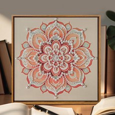 中國風宋錦珍珠畫DIY材料包母親節活動非遺手工禮物高級感裝飾畫, 1件, LL14353【全綵噴繪】送點鑽筆:20*20cm加厚實木內框