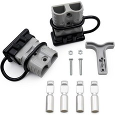 ANDCHIER 2pcs 120A 2 게이지 AWG 와이어 커넥터 먼지 커버 핸들 배터리 퀵 커넥트디커넥트 하네스 플러그 키트 그레이, 6AWG