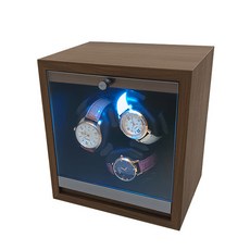 充電自動上鍊盒 - 立式胡桃木3位 自動上鍊盒 搖錶器, 1個, 充電自動上鍊盒 -立式胡桃木3位, 胡桃木