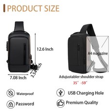 PEAGLOB 여행용 슬링 백 방수 크로스바디 백 골드. 미디엄