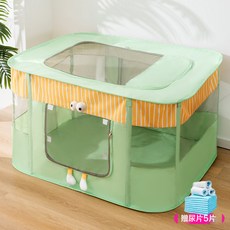 四季透氣封閉式貓咪產房窩, 1個, 蒂安綠多面透氣 側面儲物袋