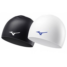 미즈노 실리콘 수영 모자 빅사이즈 대형 대두 긴머리 수모, 화이트, 1개