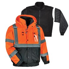Ergodyne 8381 타입 R 클래스 3 퍼포먼스 3 in1 봄버 재킷, 주황색