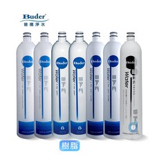 BUDER普德 濾芯組合：1101五微米PP濾芯x2 1207樹脂濾芯x2 1201活性碳濾芯x2 1401中空絲膜濾芯x1 DC1604R, 1個