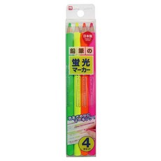 KUTSUWA HiLiNE 鉛筆型螢光筆4件組, 1個, 綠色, 黃色, 橘色, 粉紅色