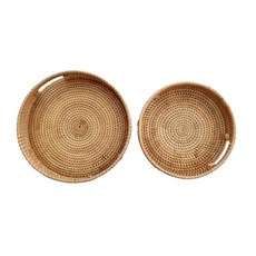 이거찜 원형 라탄 트레이 1세트(대형 소형 2사이즈) 베트남 수제품, 1개, 본상품선택, 상세페이지 참조