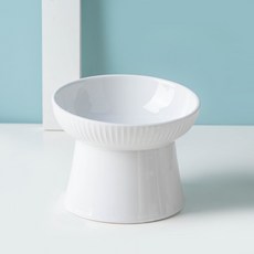 陶瓷貓碗 狗碗 可愛斜口單碗 貓盆 護頸高腳碗 狗盆 防打翻 貓咪用品, 1個, F白色條紋  斜口