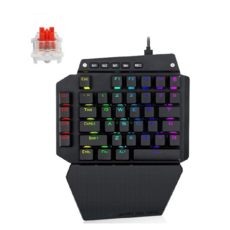 e元素 K700 青軸 單手機械鍵盤 可寫巨集 編輯鍵位 PC Mac PS Xbox, 黑色, RED, 紅軸