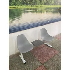 플라스틱 벤치 버스정류장 의자 2인용 커피테이블, 그레이 스퀘어 커피테이블