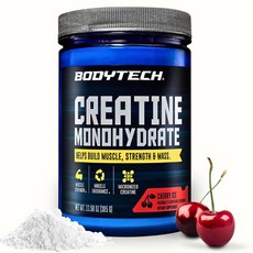 BodyTech 100% 순수 크레아틴 모노하이드레이트 파우더 - 최대 흡수를 위한 미립자 - 근력 및 전원 출력 지원 - 체리 아이스 (385g(13온스) 55회분)