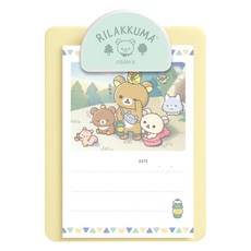 San-X 拉拉熊 懶懶熊 露營系列 便條紙&迷你板夾組 冒險 一起露營吧, 1個, 黃色, 25