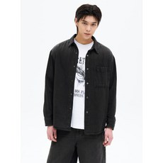 에잇세컨즈 8SECONDS 스프레이 데님 긴팔 셔츠 블랙 265264APE5 140190