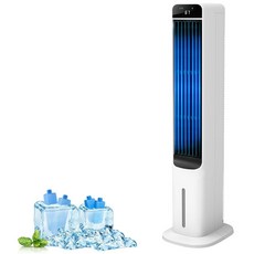 증발식 에어 쿨러 - 104.1cm(41인치) 휴대용 냉각 팬 늪 쿨러 아이스 팩 4개와 리모컨 조용한 블레이드 없는 타워 블로우 콜드 에어 120° 진동 3가지 속도