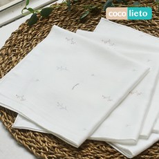 리에또 밤부 엠보 가제 무형광 아기 신생아 손수건, 리브, 5개