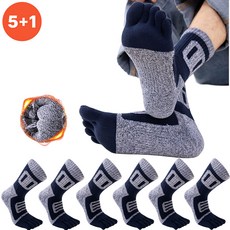 5+1 코지레이스 남자 기능성 스포츠 등산 발가락양말 러닝 무좀 중목 양말, 6세트, 블루 6세트, 블루