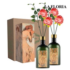 라플로리아 꽃 디퓨저, 2개, 500ml, S4.신혼부부꽃향/A10.둥근장미(소)-L12/레드