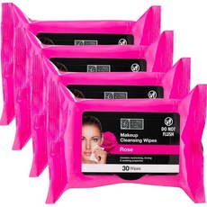 Global Beauty Care COCONUT 메이크업 물티슈 - 60개입, 로즈 추출물 4팩