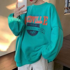 영문 여성 라운드넥 맨투맨티 루즈핏 캐주얼 티셔츠