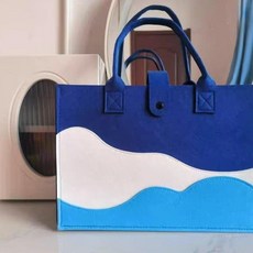 대용량 토트백 학생 직장인 데일리 펠트 가방 수납 쇼핑백, 로열블루, 1개