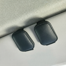 에보카 차량용 가죽 선바이저 선글라스 클립 안경 클립 1+1 2개, 1세트, 블랙+블랙