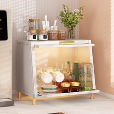 HK.sell 고급 철제 데이클린 다용도 테이블 식탁정리함, 조명(1개), 1개, 화이트