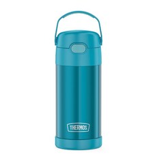 THERMOS 용 펀테이너 스테인리스 스틸 진공 보온 빨대 텀블러 12 oz 버터플라이 프렌지 151922, 청록색