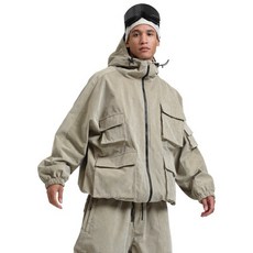 GSOU SNOW 2025新款冬季寬鬆防風防水多口袋連帽單雙板滑雪服