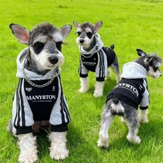 CP 臺灣發貨 貓狗保暖加絨三條槓連帽衛衣 (5-55斤 黑身灰色) 雪納瑞衣服, 三條杆衛衣,L建議2.0-4.5公斤, 1個