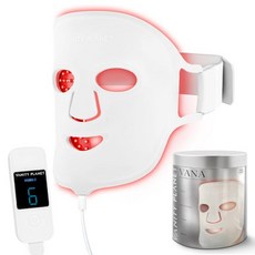 바니티 플래닛 바나 레드 앤 블루 라이트 LED 얼굴 마스크 실리콘 테라피 피부 방지 용 조절 가능 가벼운 재사용 흰색